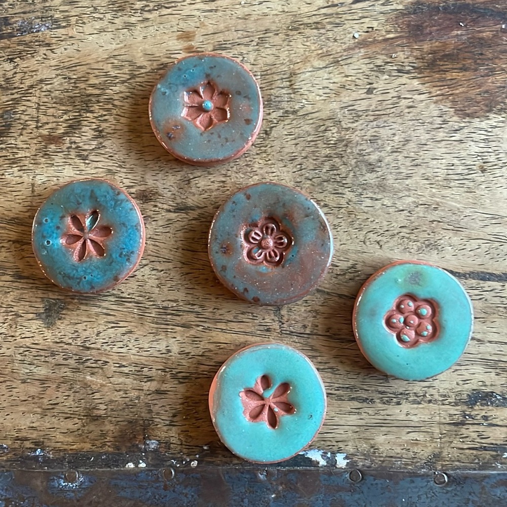 5 Strong Handmade Ceramic Flower Magnet Set
